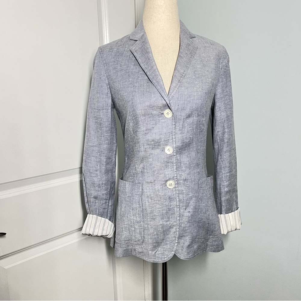 Theory linen blend chambray jacket size 0 - Picture 5 of 11